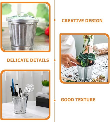 NUOBESTY 3pcs Mini Trash Can Desktop Garbage Bin Iron Garbage Can Pencil Cup Holder Flower Pot Compact Wastebasket for Bathroom Vanity Desktop Tabletop Coffee Table Countertop in Saudi Arabia