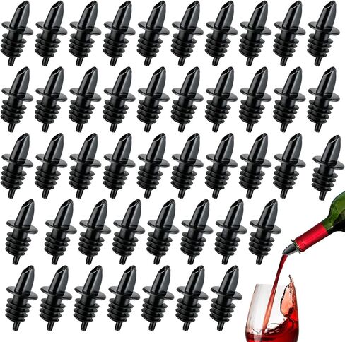 100 عبوة من أدوات سكب زجاجات المشروبات الكحولية، فوهات صب بلاستيكية، أداة سكب المشروبات الكحولية ذات التدفق الحر مثالية للبار والنوادي والمطاعم والمقاهي والمنزل باللون الأسود in Kuwait