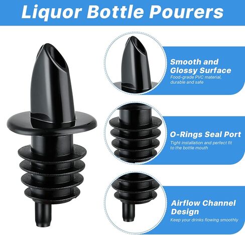 100 عبوة من أدوات سكب زجاجات المشروبات الكحولية، فوهات صب بلاستيكية، أداة سكب المشروبات الكحولية ذات التدفق الحر مثالية للبار والنوادي والمطاعم والمقاهي والمنزل باللون الأسود in Kuwait
