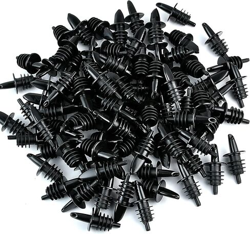 100 عبوة من أدوات سكب زجاجات المشروبات الكحولية، فوهات صب بلاستيكية، أداة سكب المشروبات الكحولية ذات التدفق الحر مثالية للبار والنوادي والمطاعم والمقاهي والمنزل باللون الأسود in Kuwait