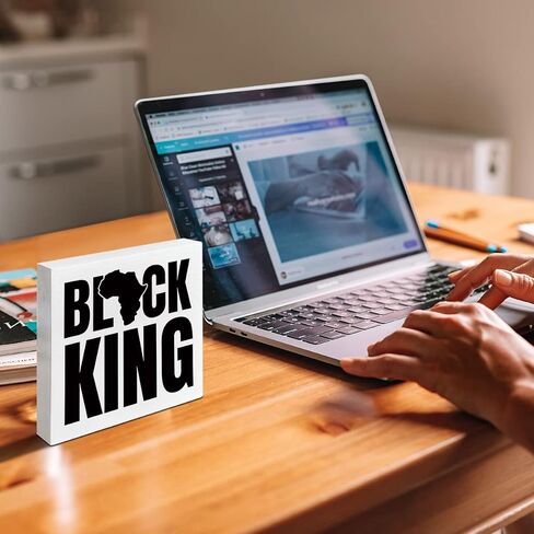 Black Men Art Desk Decor, African American Decor for Home Office Black King Living Room Bedroom Decoration, Black Man Inspirational Gifts for Men, Strong Proud Loyal, Wooden Box Sign in Saudi Arabia