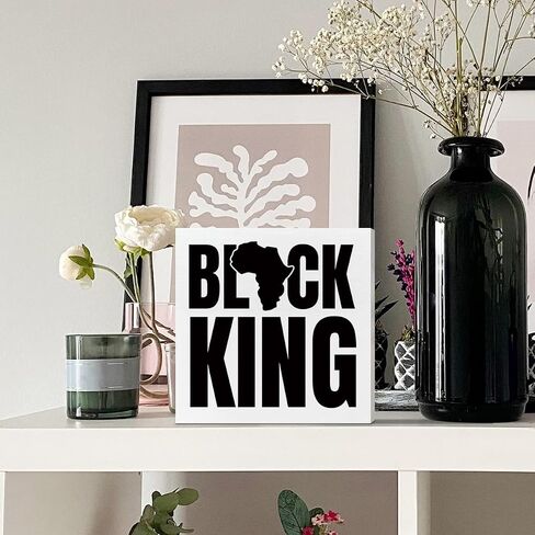 Black Men Art Desk Decor, African American Decor for Home Office Black King Living Room Bedroom Decoration, Black Man Inspirational Gifts for Men, Strong Proud Loyal, Wooden Box Sign in Saudi Arabia