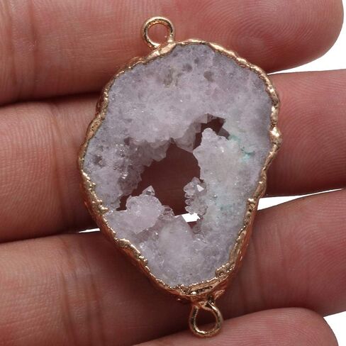 5Pcs Natural Druzy Agate Links Necklace Pendants Gemstone Charm Connectors Golden Plated for Necklace Bracelet Jewelry Making in Saudi Arabia