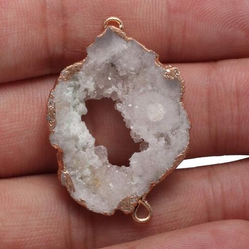 5Pcs Natural Druzy Agate Links Necklace Pendants Gemstone Charm Connectors Golden Plated for Necklace Bracelet Jewelry Making in Saudi Arabia