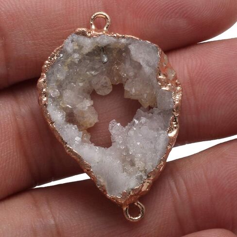 5Pcs Natural Druzy Agate Links Necklace Pendants Gemstone Charm Connectors Golden Plated for Necklace Bracelet Jewelry Making in Saudi Arabia