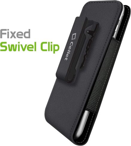 حافظة جلدية من Cellet Bergamo، مشبك حزام دوار 360 درجة متوافق مع هواتف IPhone 15، 15 Pro، 14، 14 Pro، 13 Samsung Galaxy S24 S23 S22، Google Pixle والهواتف الذكية حتى 5.7 بوصة. in Saudi Arabia