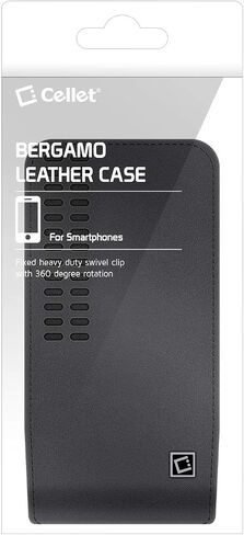 حافظة جلدية من Cellet Bergamo، مشبك حزام دوار 360 درجة متوافق مع هواتف IPhone 15، 15 Pro، 14، 14 Pro، 13 Samsung Galaxy S24 S23 S22، Google Pixle والهواتف الذكية حتى 5.7 بوصة. in Saudi Arabia