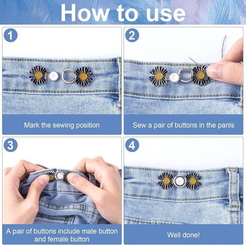 OIIKI Adjustable Jeans Button Tightener 7pcs, Jean Buttons Pins Dress Pins Pant Waist Tightener Buckles, Pant Buttons to Size Down, Pants Clips for Waist Too Loose Big in Saudi Arabia