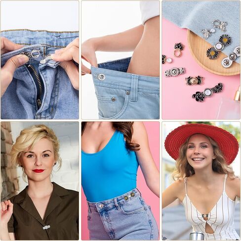 OIIKI Adjustable Jeans Button Tightener 7pcs, Jean Buttons Pins Dress Pins Pant Waist Tightener Buckles, Pant Buttons to Size Down, Pants Clips for Waist Too Loose Big in Saudi Arabia