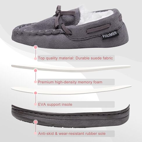 Girls Plush Glitter Bow Moccasin Slippers, Rubber Sole Indoor Outdoor House Shoes, Kids Bedroom Slipper Moccasins… in Saudi Arabia