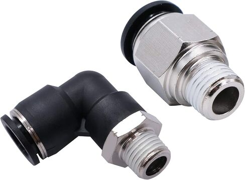 mxuteuk 6pcs Push to Connect Fittings Pneumatic Elbow and Straight Combination 1/2 Inch Tube OD x 1/4 Inch NPT Thread in Saudi Arabia