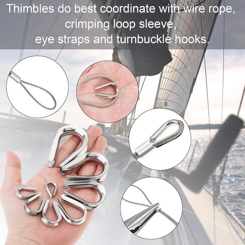 50Pcs M6 Wire Rope Thimbles 1/4", Stainless Steel Thimble for Diameter Cable Rigging, Clothesline, Rope Hardware Fittings in Saudi Arabia
