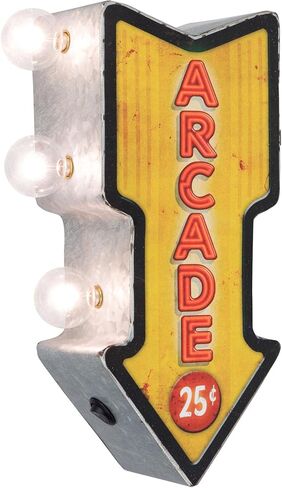 Arcade Double-Sided Marquee Sign With LED Bulbs Vintage Inspired Retro Wall Decor For The Man Cave, Game Room, Arcade, Or Home Bar (12" x 5" x 3.5") in Saudi Arabia