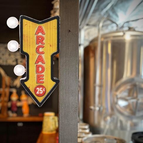 Arcade Double-Sided Marquee Sign With LED Bulbs Vintage Inspired Retro Wall Decor For The Man Cave, Game Room, Arcade, Or Home Bar (12" x 5" x 3.5") in Saudi Arabia