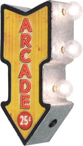 Arcade Double-Sided Marquee Sign With LED Bulbs Vintage Inspired Retro Wall Decor For The Man Cave, Game Room, Arcade, Or Home Bar (12" x 5" x 3.5") in Saudi Arabia