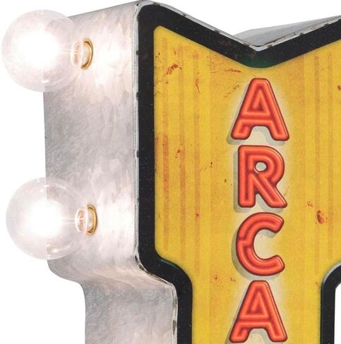 Arcade Double-Sided Marquee Sign With LED Bulbs Vintage Inspired Retro Wall Decor For The Man Cave, Game Room, Arcade, Or Home Bar (12" x 5" x 3.5") in Saudi Arabia