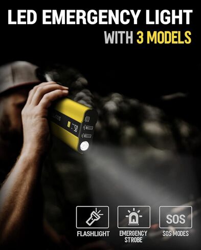 S6 Pro Jump Starter 2000A Peak، جهاز تشغيل السيارة المحمول لما يصل إلى 8 لتر من الغاز و6 لتر من الديزل، حزمة معززة للبطارية 12 فولت مع شاشة LCD، كابلات توصيل، منفذ PD30W من النوع C، QC3.0، ضوء LED in Kuwait