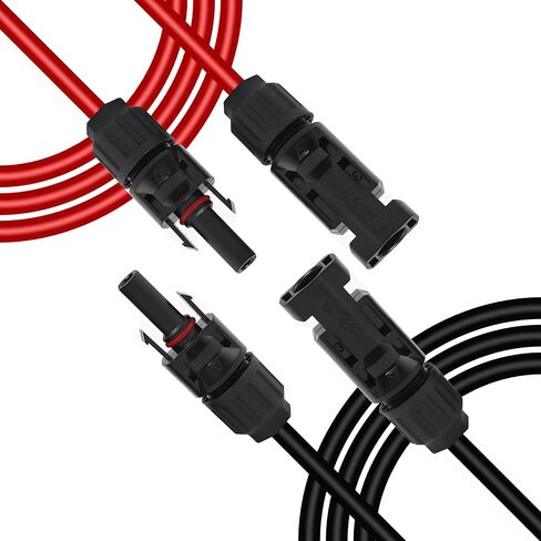 GELRHONR 14AWG Solar Panel Extension Cable,Solar Panel Female to Male Connectors Adaptor Kit for Solar Panels, Photovoltaic Systems(Red+Black) (14AWG 1M/3.2FT M to F) in Saudi Arabia