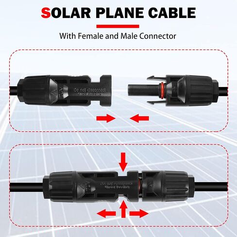 GELRHONR 14AWG Solar Panel Extension Cable,Solar Panel Female to Male Connectors Adaptor Kit for Solar Panels, Photovoltaic Systems(Red+Black) (14AWG 1M/3.2FT M to F) in Saudi Arabia