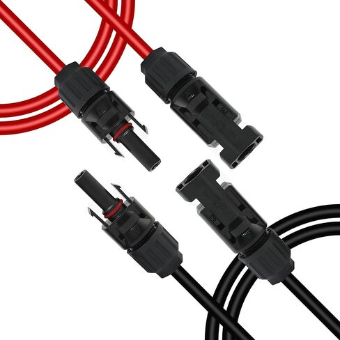 كابل تمديد اللوحة الشمسية GELRHONR 14AWG، مجموعة محول موصلات اللوحة الشمسية أنثى إلى ذكر للألواح الشمسية، والأنظمة الكهروضوئية (أحمر + أسود) (14AWG 3M/9.8FT M إلى F) in Saudi Arabia