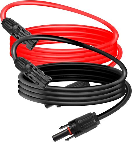 كابل تمديد اللوحة الشمسية GELRHONR 14AWG، مجموعة محول موصلات اللوحة الشمسية أنثى إلى ذكر للألواح الشمسية، والأنظمة الكهروضوئية (أحمر + أسود) (14AWG 3M/9.8FT M إلى F) in Saudi Arabia