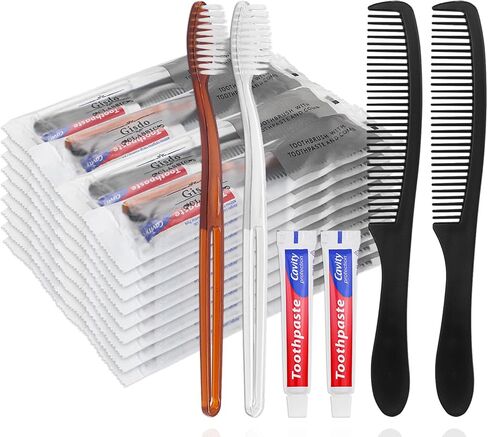 100 Pack Disposable Toothbrushes with Toothpaste and Comb for Homeless Individually Wrapped,10g Travel Toothpaste,7inch Black Hair Comb,Bulk Toothbrush for Hotel,AirBnb,Shelter,Charity in Saudi Arabia