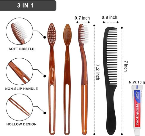 100 Pack Disposable Toothbrushes with Toothpaste and Comb for Homeless Individually Wrapped,10g Travel Toothpaste,7inch Black Hair Comb,Bulk Toothbrush for Hotel,AirBnb,Shelter,Charity in Saudi Arabia