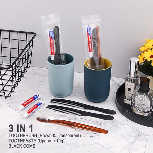 100 Pack Disposable Toothbrushes with Toothpaste and Comb for Homeless Individually Wrapped,10g Travel Toothpaste,7inch Black Hair Comb,Bulk Toothbrush for Hotel,AirBnb,Shelter,Charity in Saudi Arabia