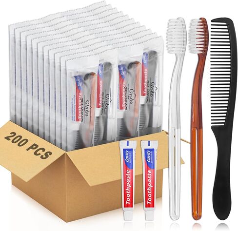 100 Pack Disposable Toothbrushes with Toothpaste and Comb for Homeless Individually Wrapped,10g Travel Toothpaste,7inch Black Hair Comb,Bulk Toothbrush for Hotel,AirBnb,Shelter,Charity in Saudi Arabia
