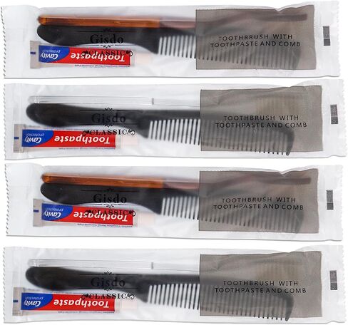 100 Pack Disposable Toothbrushes with Toothpaste and Comb for Homeless Individually Wrapped,10g Travel Toothpaste,7inch Black Hair Comb,Bulk Toothbrush for Hotel,AirBnb,Shelter,Charity in Saudi Arabia