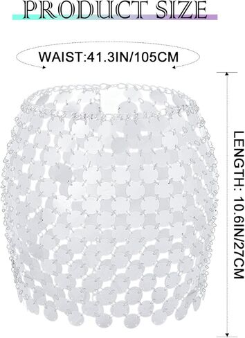 تنورة Asooll ذات النقاط البراقة بالترتر والتنانير الفضية للرقص والديسكو للنساء in Kuwait