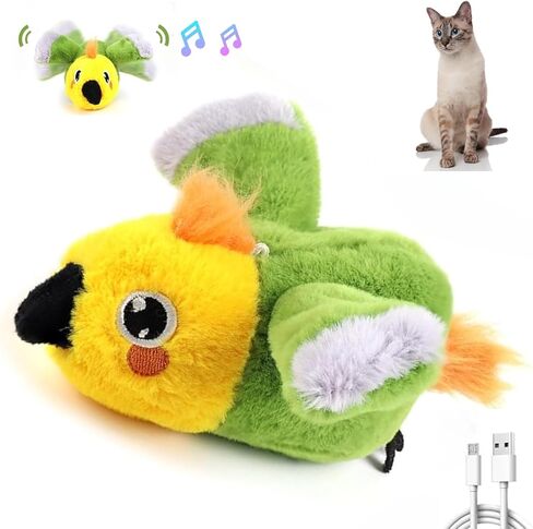 Interactive Cat Toy, Flapping Chirping Animal with Catnip for Indoor Cats, Touch Activated with 3 Modes, Rechargeable, Hanging Intelligent Kitten Toy (Eagle) in Saudi Arabia