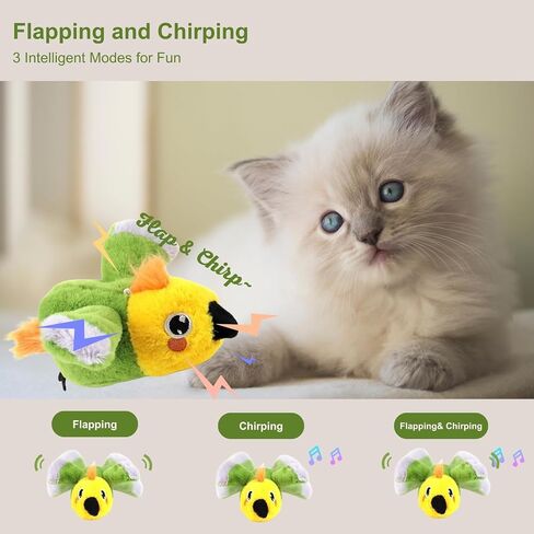 Interactive Cat Toy, Flapping Chirping Animal with Catnip for Indoor Cats, Touch Activated with 3 Modes, Rechargeable, Hanging Intelligent Kitten Toy (Eagle) in Saudi Arabia