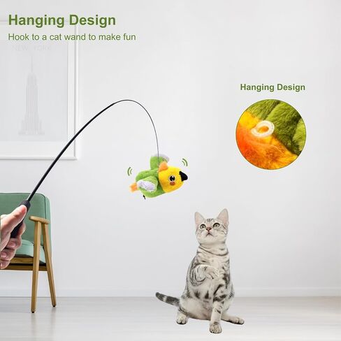 Interactive Cat Toy, Flapping Chirping Animal with Catnip for Indoor Cats, Touch Activated with 3 Modes, Rechargeable, Hanging Intelligent Kitten Toy (Eagle) in Saudi Arabia