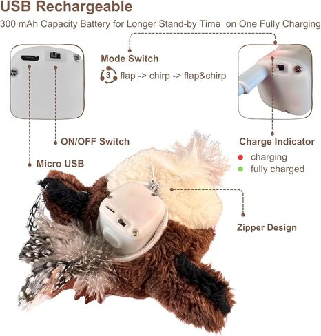 لعبة تفاعلية للقطط، حيوان يغرد مع النعناع البري للقطط الداخلية، يتم تفعيلها باللمس مع 3 أوضاع، قابلة لإعادة الشحن، لعبة قطة ذكية معلقة (نحلة) in Kuwait