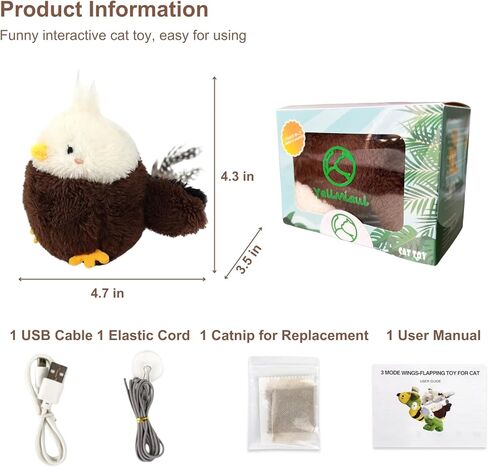 لعبة تفاعلية للقطط، حيوان يغرد مع النعناع البري للقطط الداخلية، يتم تفعيلها باللمس مع 3 أوضاع، قابلة لإعادة الشحن، لعبة قطة ذكية معلقة (نحلة) in Kuwait