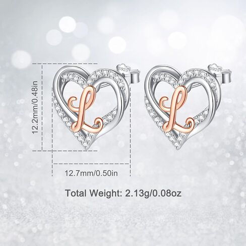 INFUSEU 925 Sterling Silver Initial Earrings for Women Girls, Cute Heart Letter Jewelry Gifts in Saudi Arabia