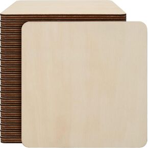 60 PCS 1/8 x 6 x 6 Inch Wood Squares, Square Wood Pieces, Wood Squares for Crafts, Wood Sheets for Model Making, Craft Projects, Painting, Wood Burning