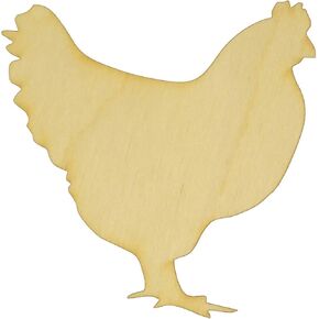 Unfinished Chicken Wood Cutout Available in a Variety of Sizes and Thicknesses (1/4" Thickness, Small 3.84" x 4" (Package of 10))
