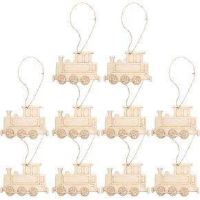 ARTIBETTER 20Pcs Unfinished Wood Ornaments Train Shape Blank Wood Natural Slices for DIY Crafts Painting Photo Props Home Decorations (Khaki)