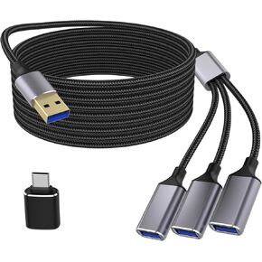 Alitutumao USB C Male to 3 Type A 2.0 OTG Splitter Dongle Cord with USB C Adapter, Splitter Hub Power Cable Extension Adapter Compatible with Camera, Phone, USB Hub, Laptop, Keyboard, Hard Drive, Xbox