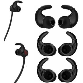 Sports Anti-Slip Anti-Drop Replacement Ear Tips Wing Tips for in Ear Earphones 3.8mm to 5.5mm Nozzle,Compatible with Beats Flex, 3 Pairs,Black