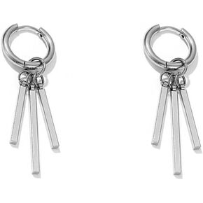 Minimalist Triple Bar Small Hoop Dangle Drop Earrings for Men Women Boys Stainless Steel Charms Huggie Hoops Hypoallergenic Fashion Vintage Punk Geometric Line Stick Dangling Gifts Boyfriend Birthday