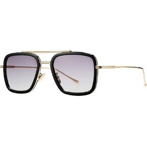 PORADAY Tony Stark Sunglasses - Iron Man Sun Glasses Vintage Square Metal Frames
