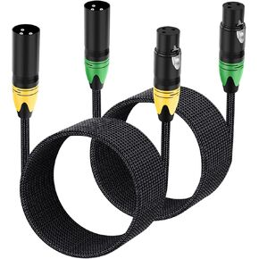 Anewbig XLR DMX Cables 6ft 6 Pack, DMX Stage Lights 6 Ft Feet Cable, Black Braided, 6 Foot, 6pack