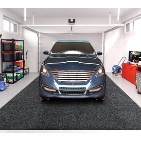 Oversize Garage Floor Paking Mats for Under Car, 7.4 x 8.4 Ft Gray Garage Flooring Carpets, Absorbent Oil Garage Parking Mat, Non-Slip Waterproof Mats