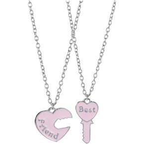 Best Friends Necklace for 2 Boys Girls Matching Heart Lock and Key Necklaces Bff Necklace Forever Friends Necklace Gift