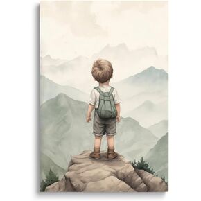 SKYSUKEY Baby Boy Nursery Wall Decor, Boy Adventure Toddler Room Decor, Adventure Nursery Decor, Watercolor Mountain Wall Art Nursery Decor, Nature Nursery Decor, Woodland Nursery Decor, Baby Room