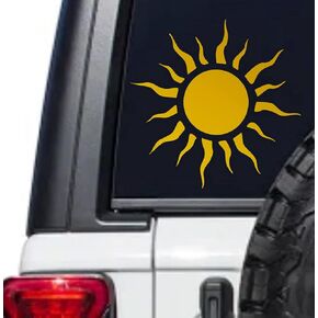 Tribal Sun Yellow Vinyl Decal Sticker 5.5" x 5.5" for Cars Trucks Jeep SUVs Vans Laptops Walls Glass Metal.