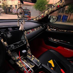 Interior Car Sticker, Car Self-Adhesive Fabric,Bronzing Automotive Interior Sticker,Self-Adhesive Tape with Adhesive,Home Interior Self-Adhesive Fabric,Wind Cloth Sticker